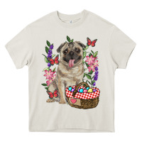 Cream Easter pug Heavy Core Tee - RanaPortraitStore