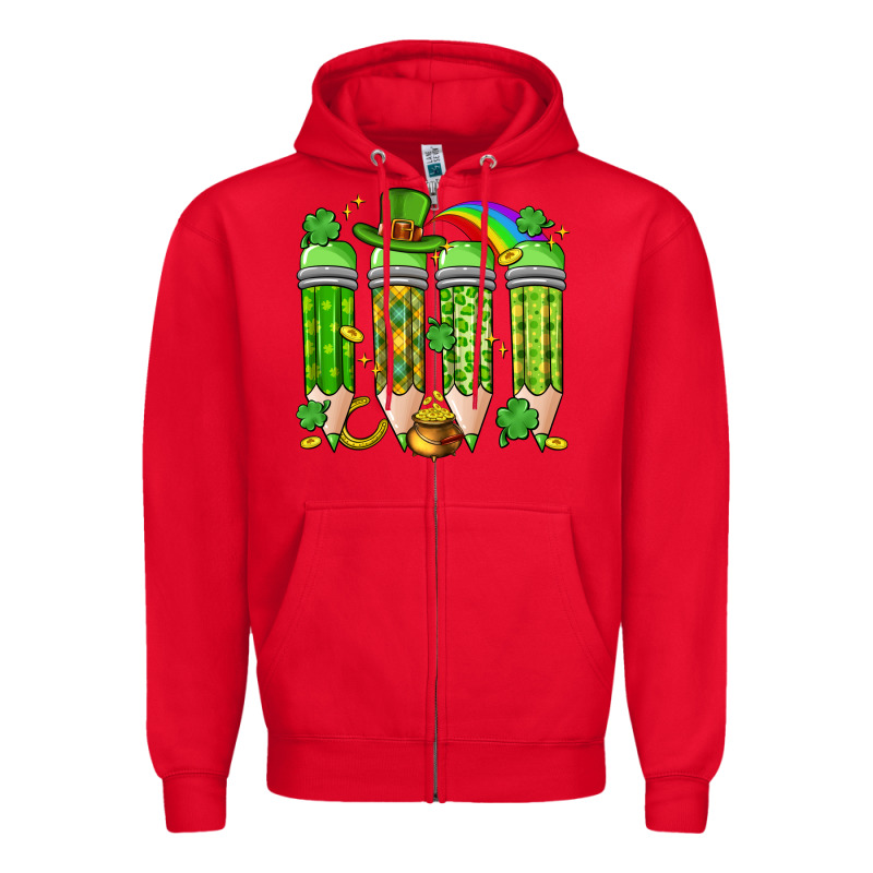 St. Patrick's Day Teacher Pencils Zipper Hoodie by Artiststas | Teevron