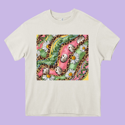Easter Quail Egg And Daisy Heavy Core Tee Designed By Ranaportraitstore