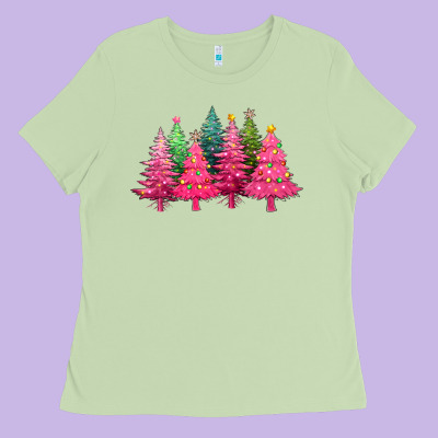 Christmas Tress With Lights Ladies Tee Designed By Texasbilliewilder