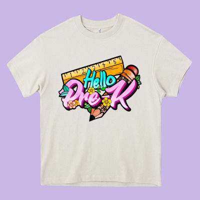 Hello Pre K Heavy Core Tee Designed By Jahusdesignshop