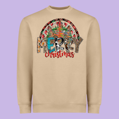 Merry Christmas Heavyweight Sweatshirt Designed By Cowhidedigitalart