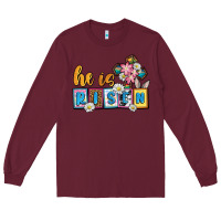 Burgundy Easter Day He is risen Long Sleeve Tee - OliviaCreatesArt