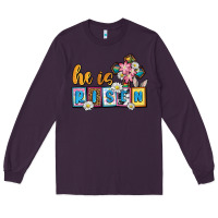 Plum Easter Day He is risen Long Sleeve Tee - OliviaCreatesArt