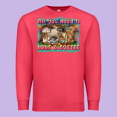 All You Need Is Love & Coffee Premium Sweatshirt Designed By Barkaloodesign