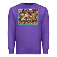 Purple all you need is love & coffee Premium Sweatshirt - BarkalooDesign