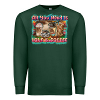 Sports Green all you need is love & coffee Premium Sweatshirt - BarkalooDesign