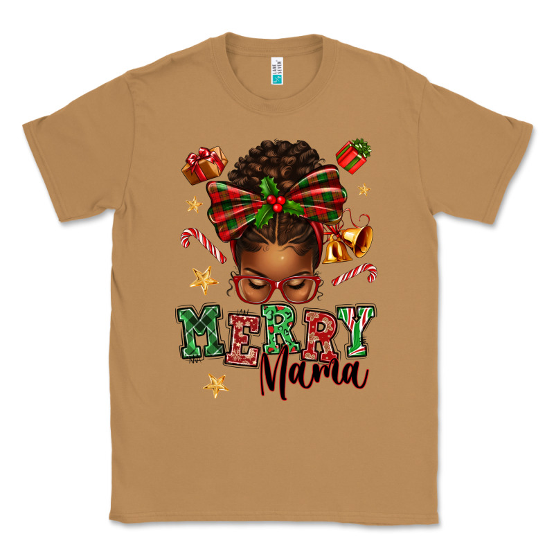 Merry Mama Afro Messy Bun Classic Tee by texasbilliewilder | Teevron