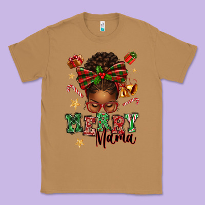 Merry Mama Afro Messy Bun Classic Tee Designed By Texasbilliewilder