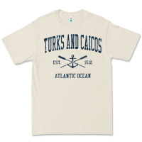 Turks And Caicos Vintage Navy Crossed Oars & Boat Anchor Premium Tee | Teevron