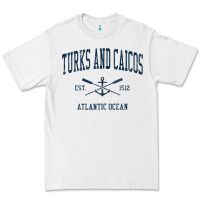 White Turks And Caicos Vintage Navy Crossed Oars & Boat Anchor Premium Tee - trangStudio