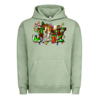 Pigment Oil Green joy with baby cow and christmas gifts mistletoe Urban Hoodie - AdoDesignShop