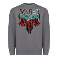 Storm merry christmas bull skull Heavyweight Sweatshirt - CowhideDigitalArt