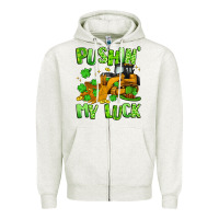 Oatmeal Heather pushin' my luck Zipper Hoodie - Artiststas