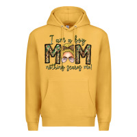 Mustard Iam Boy Mom Nothing Scares Me Premium Hoodie - CowhideDigitalArt