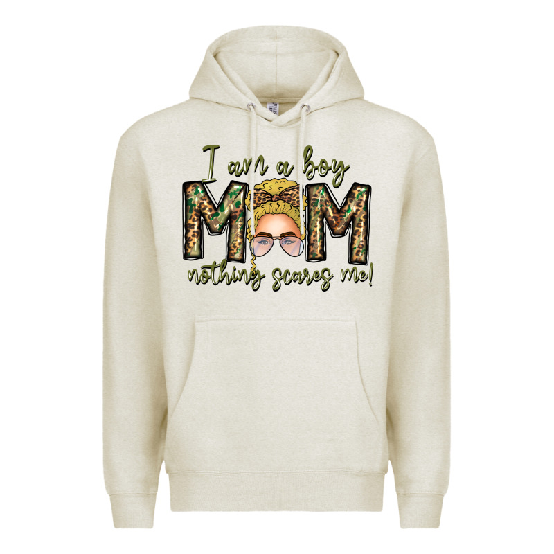 Iam Boy Mom Nothing Scares Me Premium Hoodie by CowhideDigitalArt | Teevron