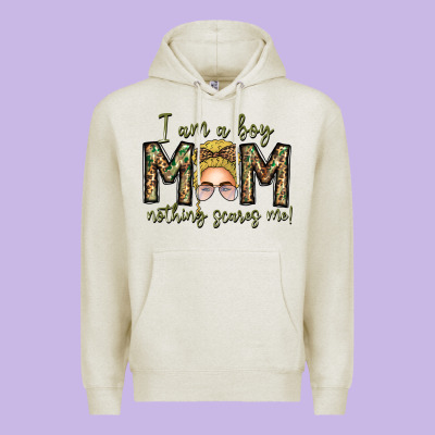 Iam Boy Mom Nothing Scares Me Premium Hoodie Designed By Cowhidedigitalart
