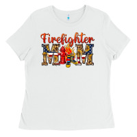 White Firefighter Mom Ladies Tee - texasbilliewilder