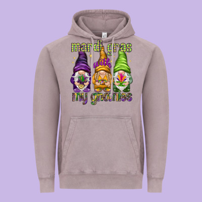 Mardi Gras With My Gnomies Vintage Hoodie Designed By Howdyjamesfarm