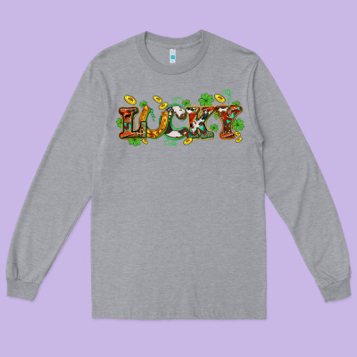 St. Patrick's Western Lucky And Shamrocks Long Sleeve Tee Designed By Oliviacreatesart