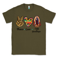 Army Green Peace Love Lady Of Guadalupe Classic Tee - RanaPortraitStore