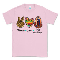 Bubblegum Pink Peace Love Lady Of Guadalupe Classic Tee - RanaPortraitStore