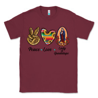 Burgundy Peace Love Lady Of Guadalupe Classic Tee - RanaPortraitStore
