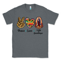 Charcoal Heather Peace Love Lady Of Guadalupe Classic Tee - RanaPortraitStore