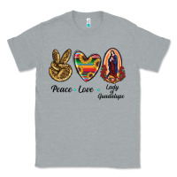 Heather Grey Peace Love Lady Of Guadalupe Classic Tee - RanaPortraitStore
