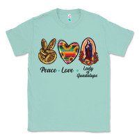 Seafoam Peace Love Lady Of Guadalupe Classic Tee - RanaPortraitStore