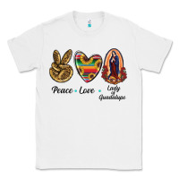 White Peace Love Lady Of Guadalupe Classic Tee - RanaPortraitStore