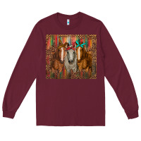 Burgundy western horses with bandanas Long Sleeve Tee - RanaPortraitStore
