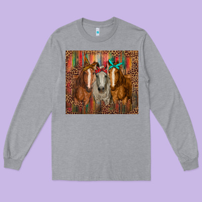 Western Horses With Bandanas Long Sleeve Tee Designed By Ranaportraitstore