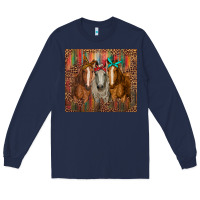 Navy western horses with bandanas Long Sleeve Tee - RanaPortraitStore