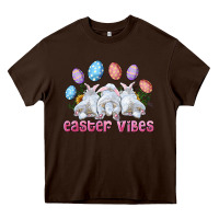 Chocolate Brown Easter Vibes with Bunny and Eggs Heavy Core Tee - RanaPortraitStore