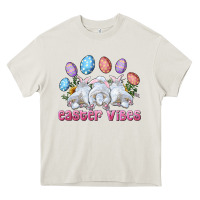 Cream Easter Vibes with Bunny and Eggs Heavy Core Tee - RanaPortraitStore