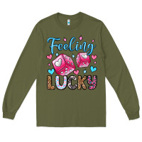 Army Green feeling lucky valentine's day olivia Long Sleeve Tee - OliviaCreatesArt