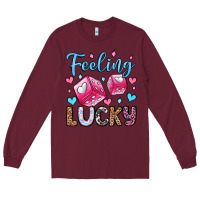 Burgundy feeling lucky valentine's day olivia Long Sleeve Tee - OliviaCreatesArt