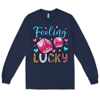 Navy feeling lucky valentine's day olivia Long Sleeve Tee - OliviaCreatesArt