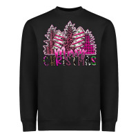 Black Merry Christmas pink  trees Heavyweight Sweatshirt - CowhideDigitalArt