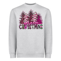 Heather Grey Merry Christmas pink  trees Heavyweight Sweatshirt - CowhideDigitalArt