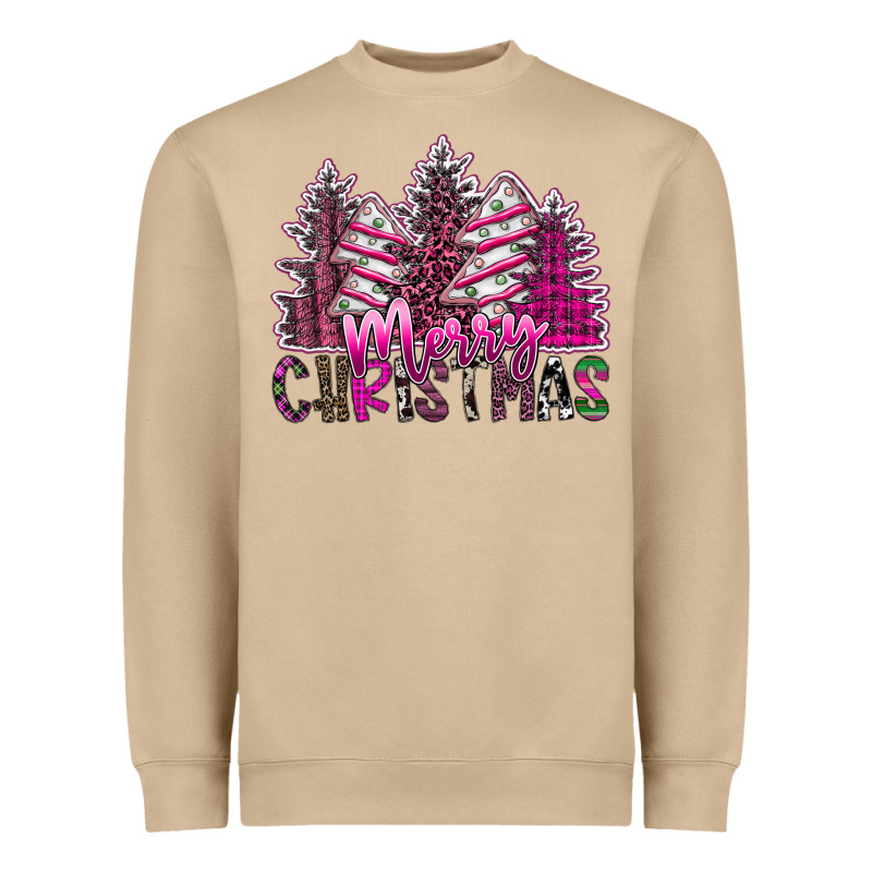 Merry Christmas Pink  Trees Heavyweight Sweatshirt by CowhideDigitalArt | Teevron