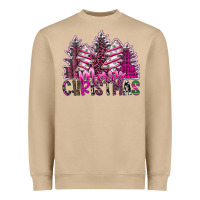 Mushroom Merry Christmas pink  trees Heavyweight Sweatshirt - CowhideDigitalArt