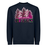 Navy Merry Christmas pink  trees Heavyweight Sweatshirt - CowhideDigitalArt