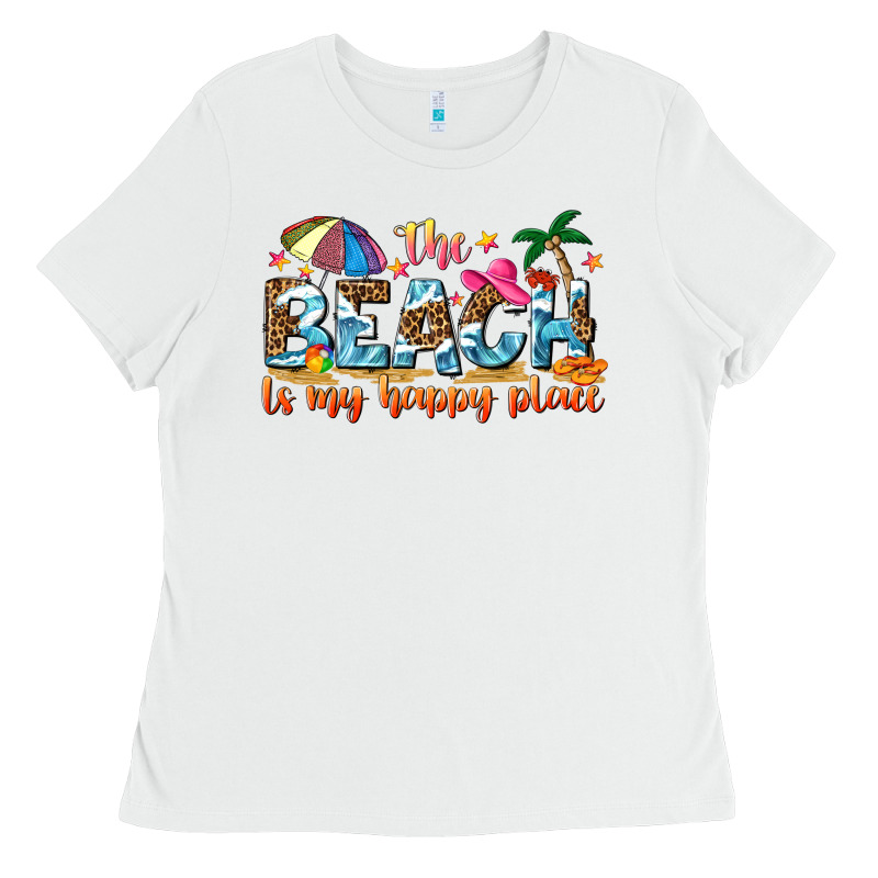 The Beach Is My Happy Place Ladies Tee by NancyCooperArtShop | Teevron