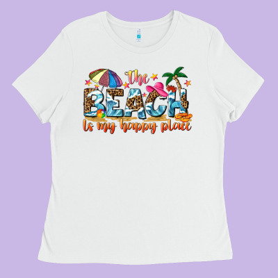 The Beach Is My Happy Place Ladies Tee Designed By Nancycooperartshop