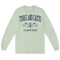 Matcha Turks And Caicos Vintage Navy Crossed Oars & Boat Anchor Long Sleeve Tee - trangStudio
