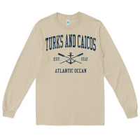 Mushroom Turks And Caicos Vintage Navy Crossed Oars & Boat Anchor Long Sleeve Tee - trangStudio