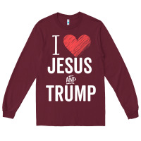 Burgundy I Love Jesus And Trump Republican Conservative Gift Long Sleeve Tee - trangStudio