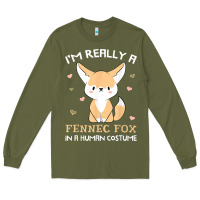 Army Green i'm really a fennec fox in a human costume funny gift t shirt Long Sleeve Tee - trangStudio